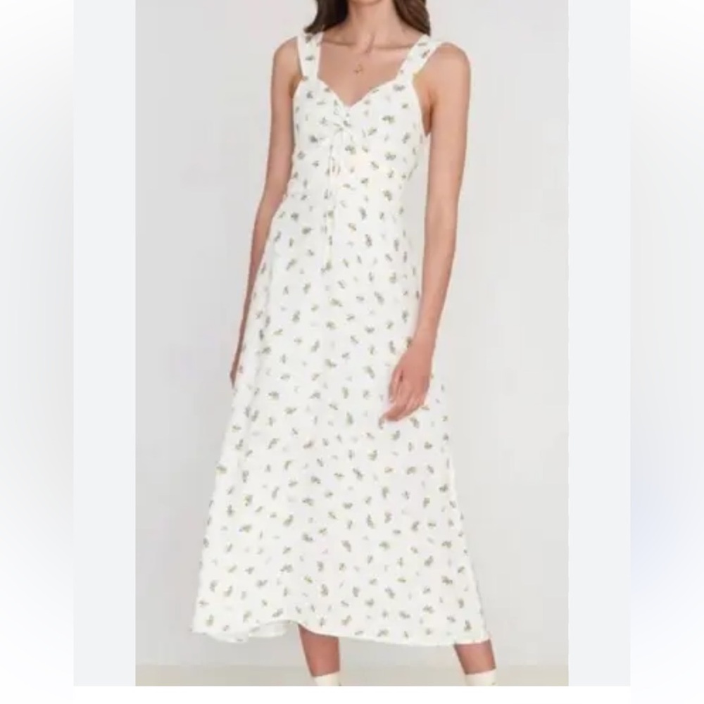 Faithfull the Brand Mauve Midi Dress White Floral size 2/xs